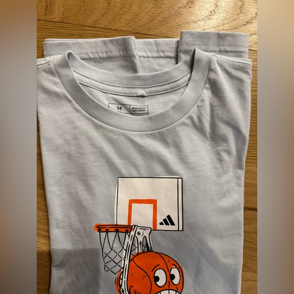 Adidas Light light Blue Basketball Regular Fit Tee EC - Picture 3 of 4